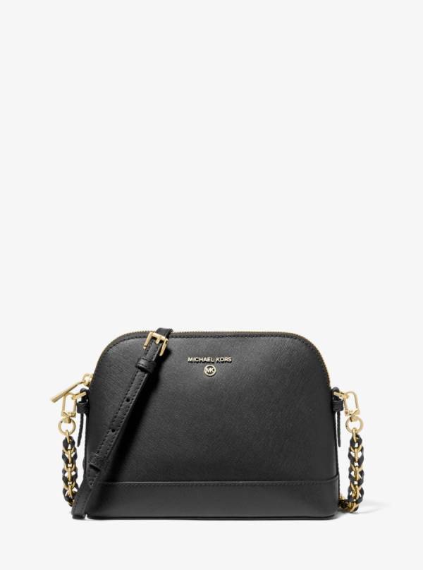 Damske Crossbody Kabelka Michael Kors Large Saffiano Leather Dome Čierne - Kabelky Michael Kors Levně | TCJNW-0631